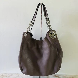 MICHAEL KORS Fulton Cinder Leather Large Shoulder Tote Bag - Picture 1 of 10