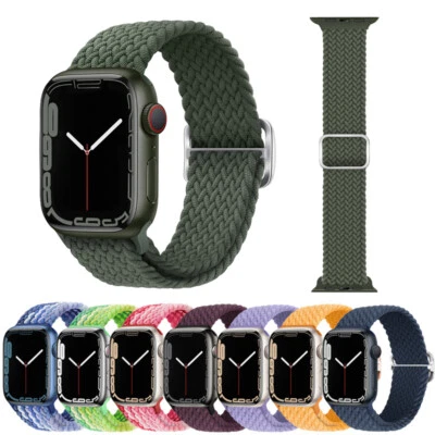Per Apple Watch Ultra SE 9/8/6/5/4/3/7 Cinturino Nylon Intrecciato Elastico Elastico - Immagine 1 di 4