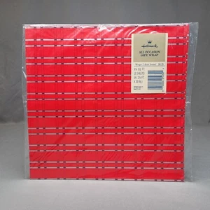 VINTAGE Hallmark Gift Wrap Red All Occasion Wrapping Paper 2 Sheet Geometric NOS - Picture 1 of 5