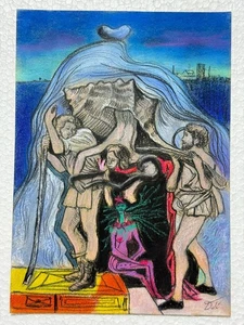Salvador Dali (Handmade) Drawing on antique paper Signed and Sealed. - Picture 1 of 3