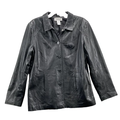 Женская куртка из натуральной овечьей кожи Alfani XL черная Corpcore 90-е минималистская - Изображение 1 из 4