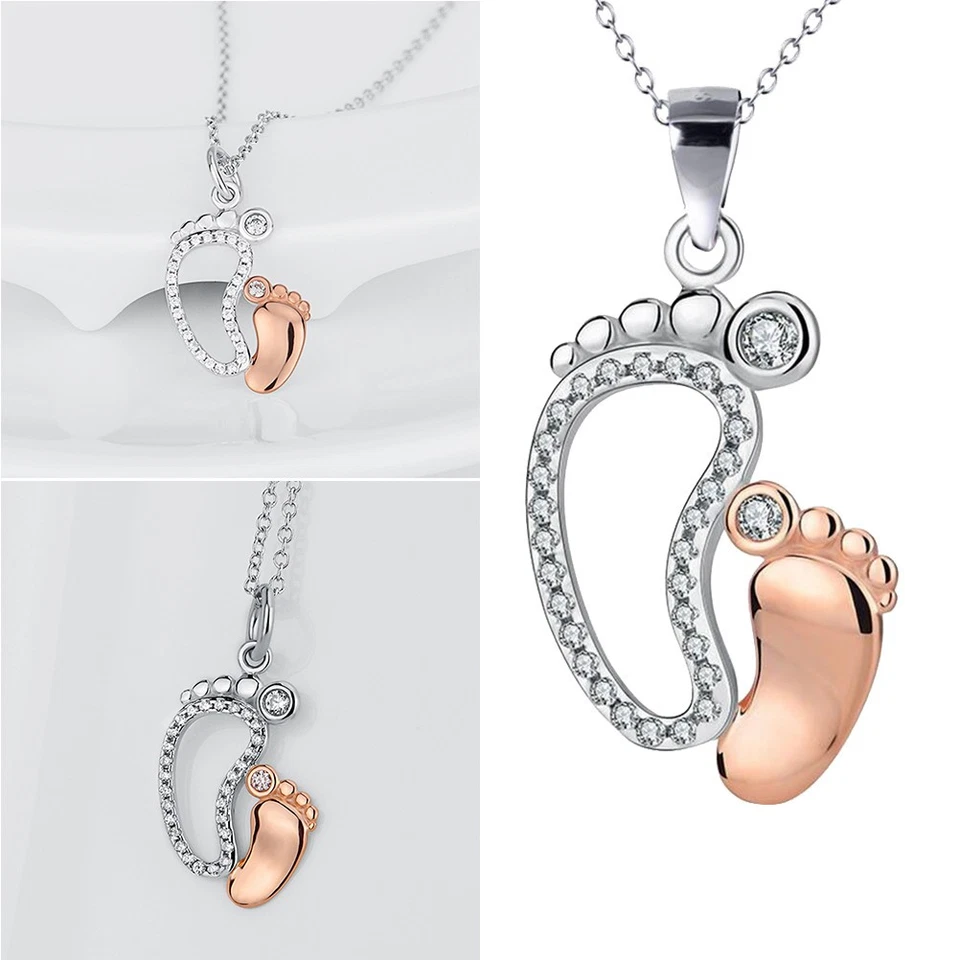  Collana a forma di moda con grandi piedi e piccoli piedi Collana con ciondolo - Immagine 1 di 4