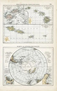 Antique Map-SOUTH POLE-POLYNESIAN ISLANDS-Andree-1904 - Picture 1 of 1