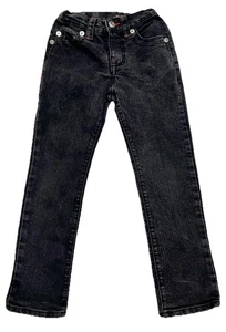 True Religion Boys Jeans Black Geno Relaxed Slim Size 6 Y2K Red Thick Stitch - Picture 1 of 12