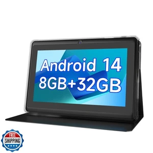 Tablet 7 inch Android 14 Tablets, 8GB RAM 32GB ROM 1TB Expand, Quad-Core Proc - Picture 1 of 5