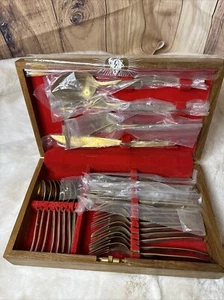 VU United Co Massive Nickel Bronze Set Utensilien Neu aus altem Lagerbestand mit Box - 29 PC Service für 8 - Bild 1 von 8