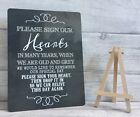 A5 Metal Hearts Drop Box Wedding Guest Book Table Sign Chalkboard Effect SECOND*