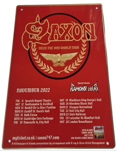 SAXON SEIZE THE DAY WORLD/UK TOUR 2022 12X8 METAL POSTER SIGN - Picture 1 of 5