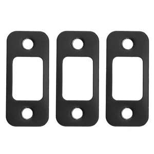 Deadbolt Strike Plate 1" x 2-1/4" Round Corner Black with Screws - 4 Pack - Picture 1 of 5