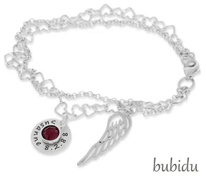 Taufarmband Gravur silber Geschenk Geburt Kommunion Kinderarmband Engelflügel   - Bild 1 von 5