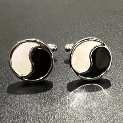Gemelos Madre Perla Símbolo Tai Chi Hombres Uso Diario Gemelos Con Caja Foto 1 de 4