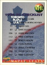 1994-95 Score Hockey Card #274 Toronto Maple Leafs/Vancouver Canucks CL