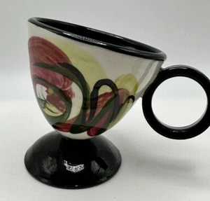 Fireworks Seattle Footed Crooked  Pottery Tea Cup Bowl Signed Unique Quirky - Picture 1 of 5