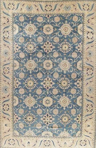Blue Wool Hand-knotted Floral Heriz Palace Size Rug 13x20 Dining Room Carpet - Picture 1 of 22