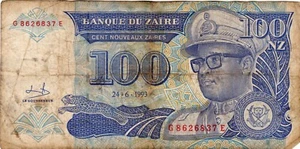 Billete Zaire 100 Nouveaux Zaires 1993 P58a - Imagen 1 de 2