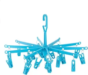 HANGERWORLD Blue 20 Clip Hanging Laundry Drying Rack For All Clothes - Picture 1 of 3