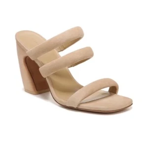 Vince Womens Tan Suede Open Toe Slip On Strappy Block Heel Sandals Sz 9 M NIB - Picture 1 of 12