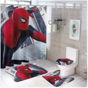 Spiderman Cartoon Shower Curtain Waterproof Bathroom Decor - Picture 1 of 1
