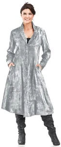 Holy Clothing Onyx Coat Jacket Tunic Shirt Velvet Silver Pewter Grey Blue XL 1X - Picture 1 of 1