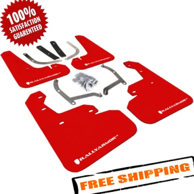 Rally Armor MF45-UR-RD/WH Red/White UR Mud Flaps for 17-22 Subaru Impreza 4D/5D - Imagem 1 de 4