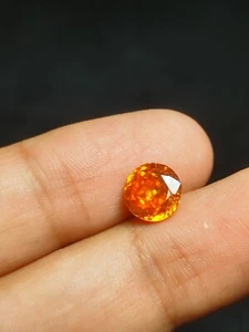 Fiery Orange Faceted Sphalerite Round Gemstone - Picture 1 of 6