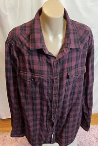 Plus Size 2XL Johnny Bigg Long Sleeve Shirt Maroon Black 100% Cotton - Picture 1 of 7