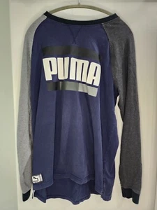 Puma XL Long Sleeve Shirt Blue and Gray - Picture 1 of 3
