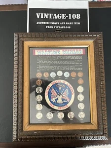 Framed Wartime Coin Set, Complete Pennies Nickels 1942, 1943, 1944, 1945 D P S - Picture 1 of 8