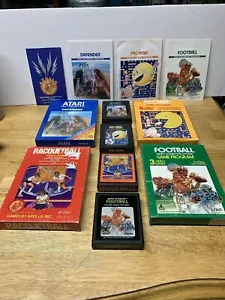 4 Atari Games Defender Pac-Man Football Racquetball Clean Works Video Game Lot - Picture 1 of 24