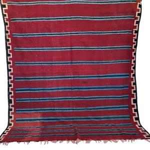 Vintage Moroccan Azilal Old Kilim Rug Geometric Area Rug Wool Handmade Berber - Picture 1 of 24