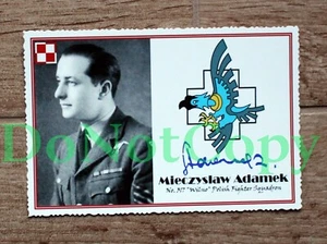 WW2: F/O MIECZYSŁAW ADAMEK 317 Sqn Polish fighter pilot autographcard + bio - Picture 1 of 2