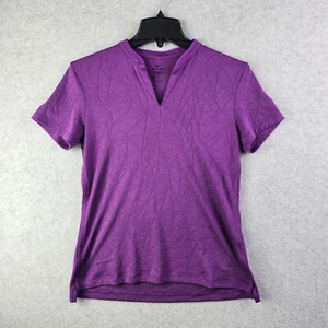 Nike Dri-Fit Shirt Womens S Purple V Neck Short Sleeve - Picture 1 of 16