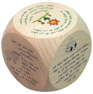 Gebetswürfel NICOLAI 6-Kindergebete Holz Bunt Mehrfarbig 60x60x60mm Geschenk - Bild 1 von 1