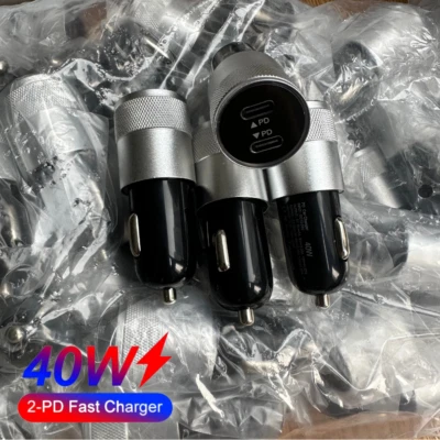 Atacado 2 Portas USB C Carregador de Carro 40W Energia PD Carregamento Para iPhone 15 8 Galaxy - Imagem 1 de 4