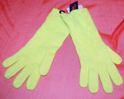 Luvas polo femininas Ralph Lauren 100% cashmere amarelo neon tamanho único US$ 78 novas com etiquetas - Imagem 1 de 3
