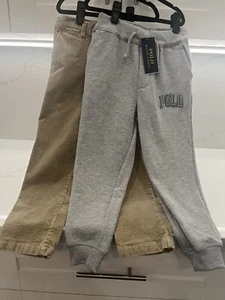 Two Ralph Lauren Boys POLO Pants Size 5 New Sweatpants, EUC Corduroy Pants - Picture 1 of 11