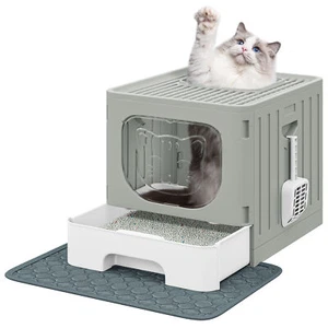 Large Enclosed Cat Litter Box with Cushion, Anti-Splash Closed Litter Boxes - Picture 1 of 8