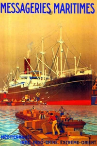MESSAGERIES MARITIMES MEDITERRANEAN CARGO SHIP TO ORIENT VINTAGE POSTER REPRO - Picture 1 of 3