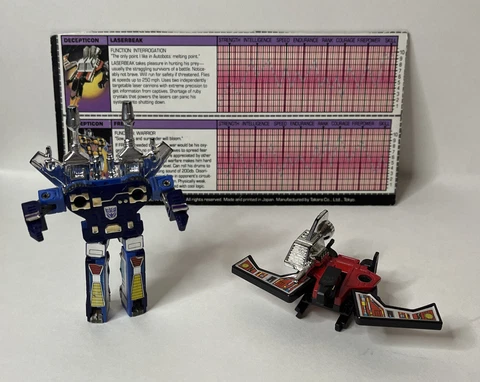 VINTAGE 1984 HASBRO TRANSFORMERS G1 FRENZY & LASERBEAK NEAR COMPLETE W STAT CARD Cover