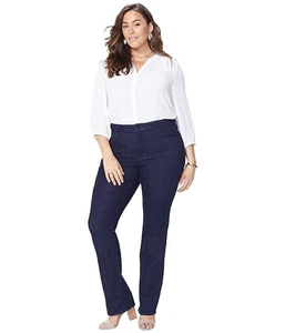 NYDJ Marilyn Straight Jeans Womens 18W Blue Dark Wash Lift Tuck Slimming NEW - Foto 1 di 12