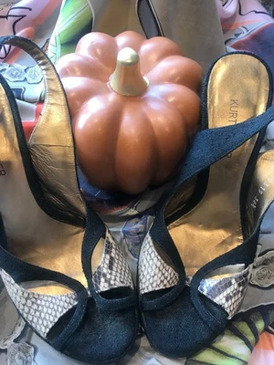 Russell & Bromley KURT GEIGER Ladies Shoes Size 38.5 Glam 90's Black/Snakeskin - Image 1 of 4