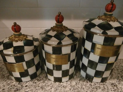 MacKENZIE-CHILDS COURTLY CHECK SET DE 3 BOTES Foto 1 de 4