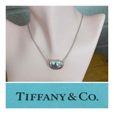 Tiffany & Co. Elsa Peretti Gran Frijol 20mm Collar Colgante Plata de Ley 15" Foto 1 de 4