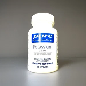 Pure Encapsulations Potassium as potassium citrate 90 capsules SEALED Ex 8/2027 - Picture 1 of 5