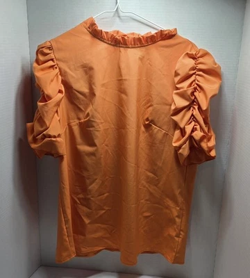 Women's Dreomp Orange Blouse Puff Sleeve - Image 1 of 4