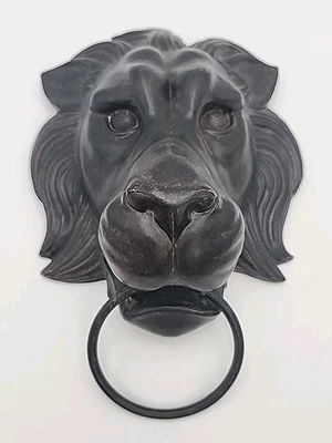 Aldaba de puerta sintética montada en la pared con cabeza de león de 13" escultura artística resina fundida pesada  Foto 1 de 4