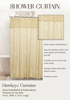 Ojo de Halcón - Cortina de Ducha - Tostado Topo Adornado y Bordado a Mano, 70 pulgadas x 72 pulgadas Foto 1 de 4