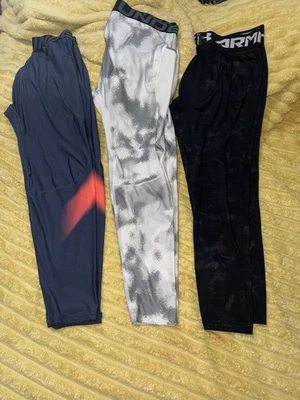 LOTE 3 peças leggings masculinas de compressão Under Armour tornozelo azul branco preto XXL 2XL - Imagem 1 de 4