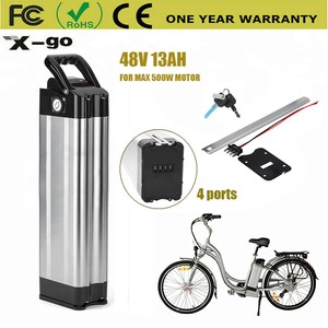 48V Electric Bicycle Battery Pack 13Ah 500W Silver Fish E-bike Lithium with BMS