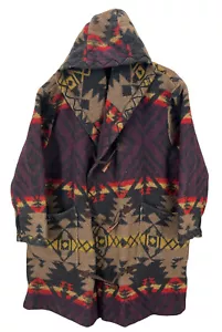 Vintage Aztec Geometric Southwestern Print Wool Blend Jacket Coat Large - Picture 1 of 7